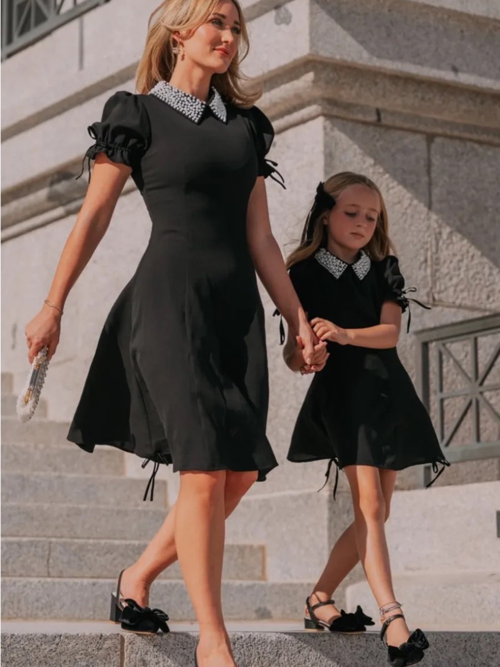 Ivy City Co Black Midi Dress with Pearl Collar - Picture 2 of 6